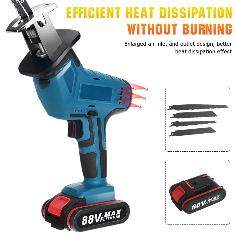 88V Cordless Reciprocating Saw Portable Replacement Electric Metal Wood Cutting Machine Tool for Makita 21V Battery | Инструменты