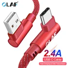 Кабель USB Type-C OLAF, кабель Usb Type-C для быстрой зарядки с углом 90 градусов для Samsung S8, S9, Note 9, Xiaomi Mi8, Huawei, кабель usb Type-C, кабель для передачи данных