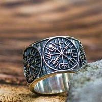 vintage nordic style mens viking vegvisir ring 316l stainless steel ring scandinavian amulet compass ring jewelry accessories