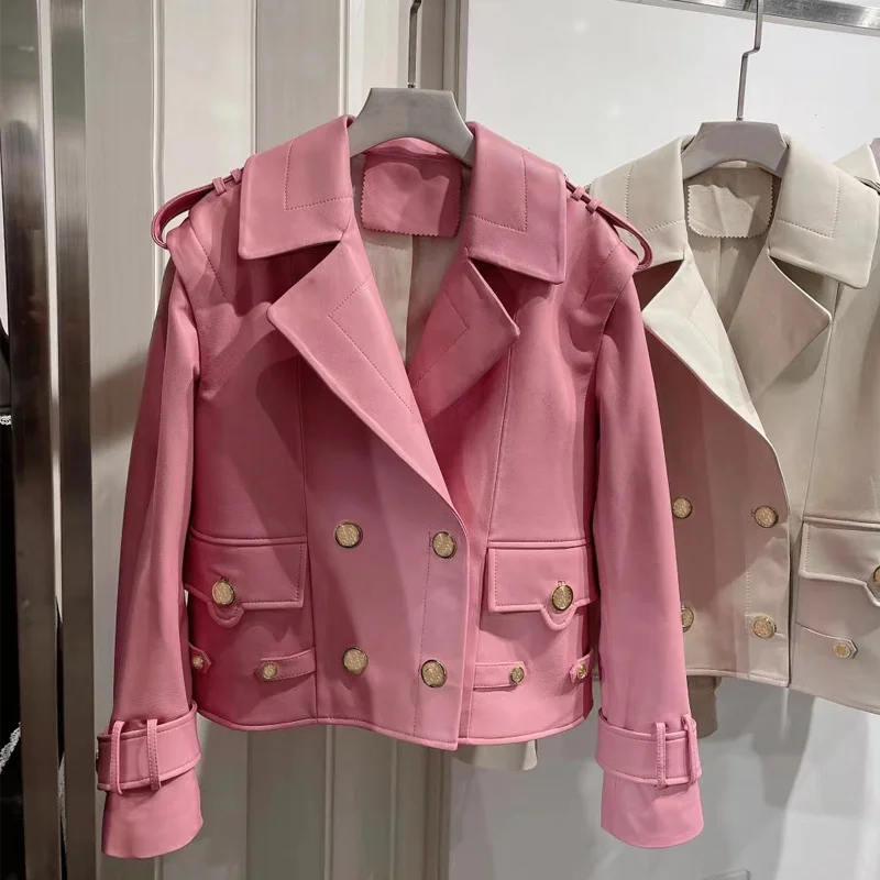 

Женская куртка из натуральной овечьей шкуры SHZQ, Женское пальто из натуральной кожи со съемным рукавом