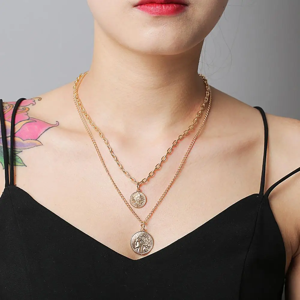 Женское многослойное ожерелье Juran винтажное с подвеской в богемном стиле