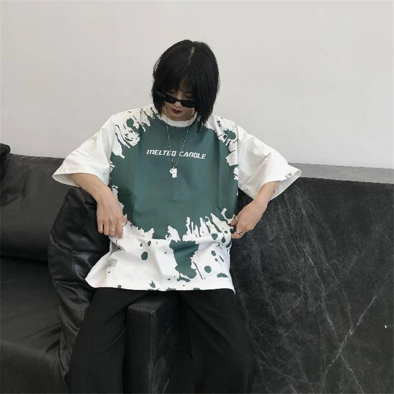 Женская футболка с коротким рукавом свободная в американском стиле принтом