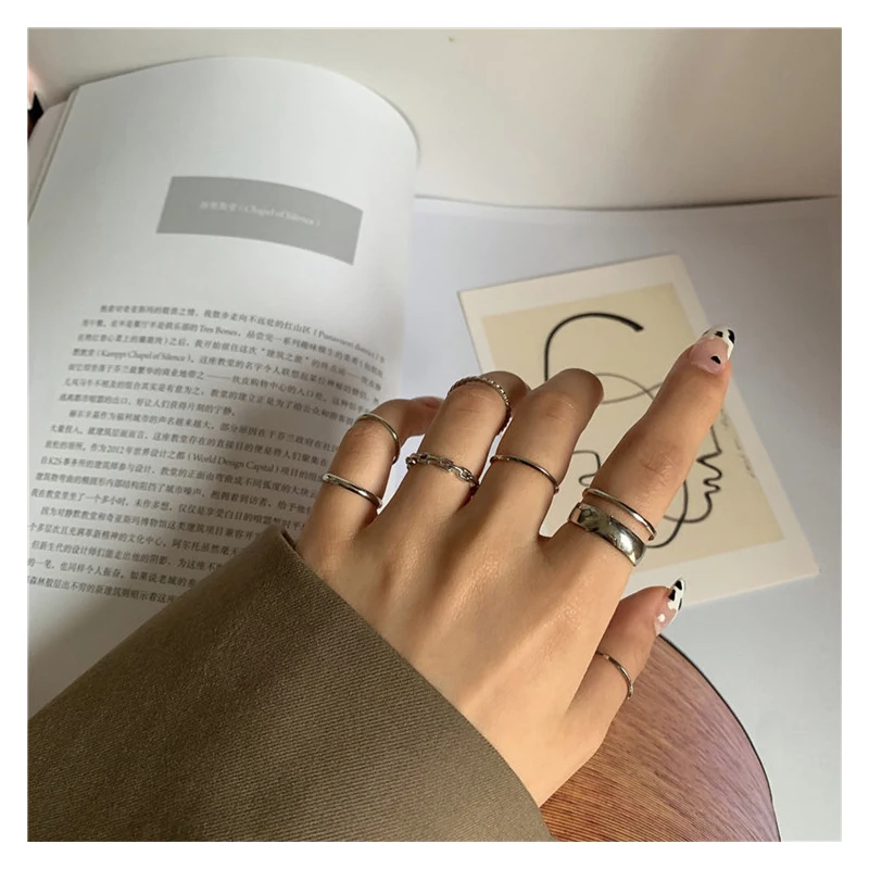 

7pcs/set Simplicity Light Luxury Fashion Rings Geometry Hand Jewelry Women Girl Rings Accessories For Friends