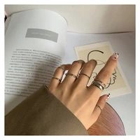7pcsset simplicity light luxury fashion rings geometry hand jewelry women girl rings accessories for friends