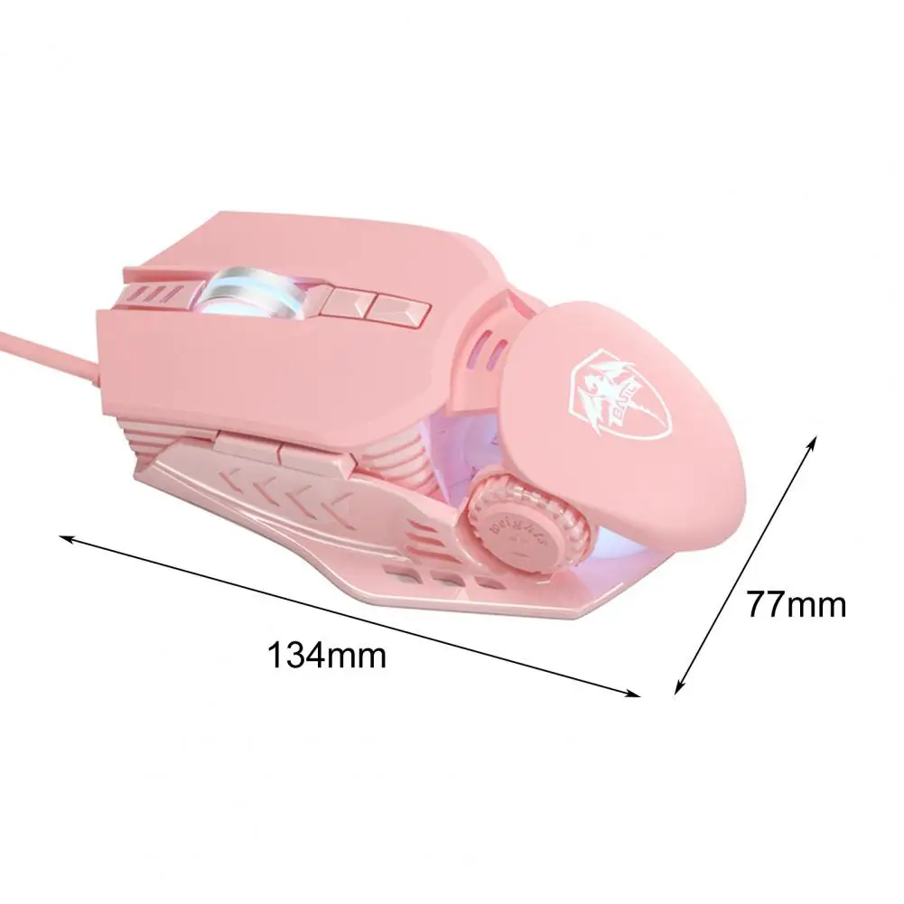 

Pink Color Wired Mouse Colorful Symmetrical Design 7 Buttons 4800DPI USB Gaming Mice for PC Laptop For Gaming LOL PUBG