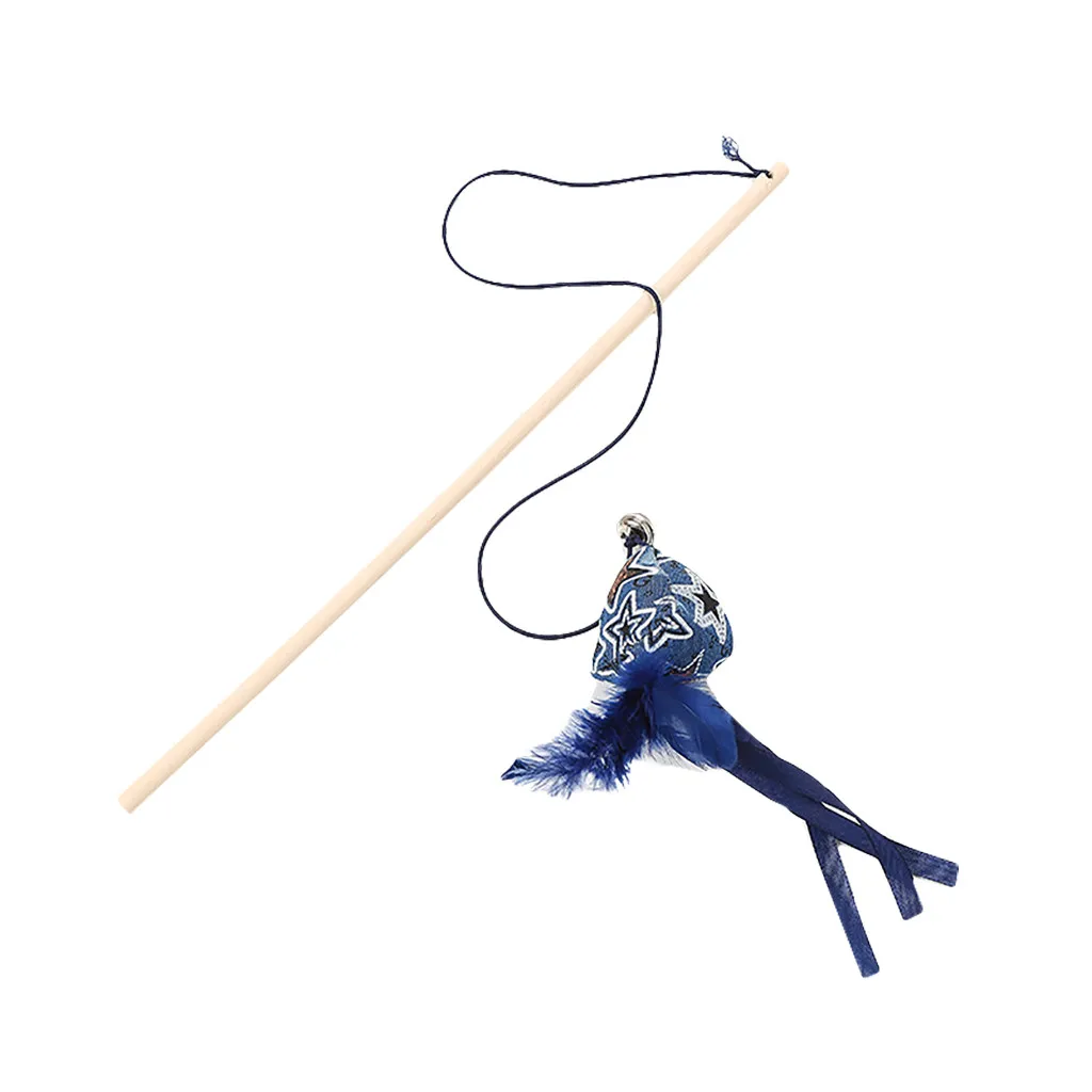 Transer рыбы Форма телескопическая перья кошка игрушка для домашнего животного