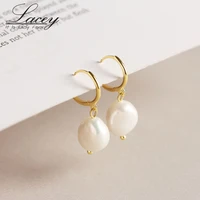 natural freshwater pearl earrings for women925 sterling silver baroque pearl hoop earrings jewelry cheap