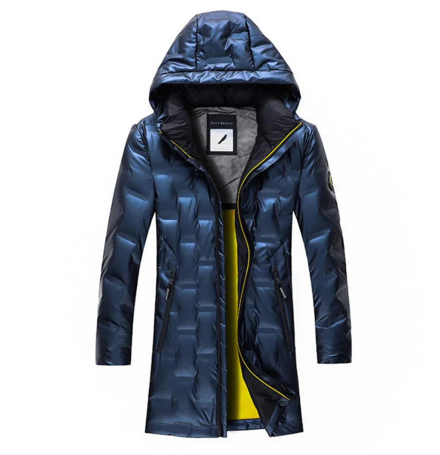 

Autumn and winter mid-length men's hooded jacket new solid color youth men's thick warm down jacket LT- 160