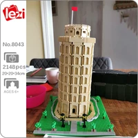 lezi 8043 world architecture italy leaning tower of pisa tree model mini diamond blocks bricks building toy for children no box