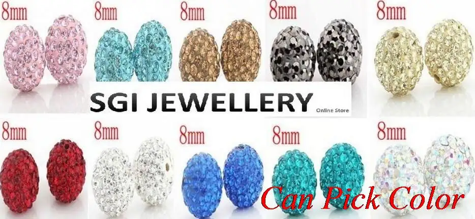

Hjyg 8 мм Модные посеребренные серьги Глина диско хрустальный шар серьги гвоздики смешанные цвета горный хрусталь