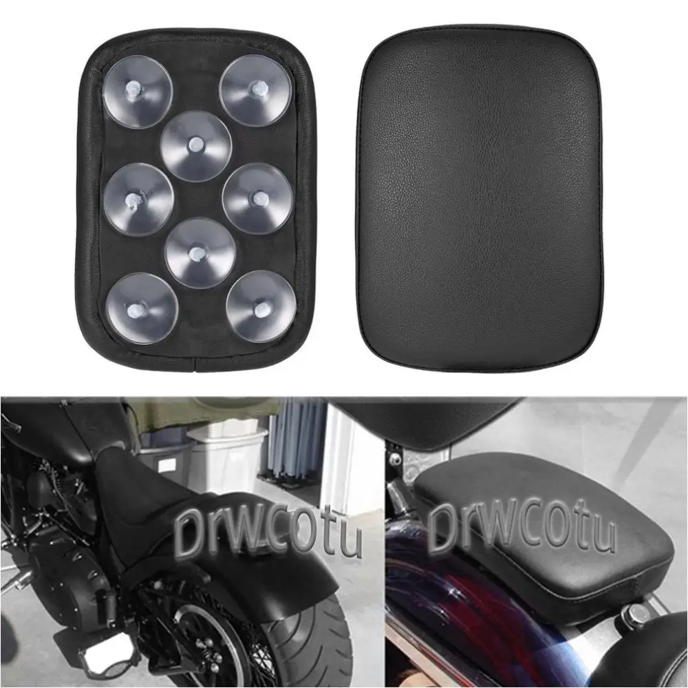Lightweight Durable Motorcycle Accessories Rectangular Pillion Passenger PAD Seat 8 Suction CUP For Harley Custom Chopper |