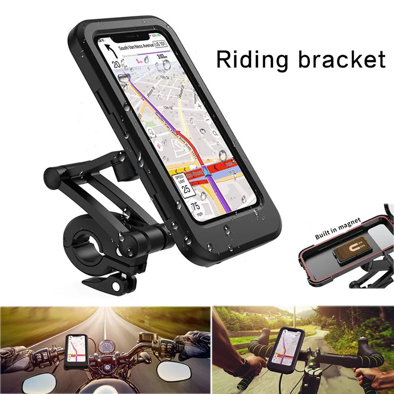 adjustable waterproof motorcycle bicycle phone holder bike handlebar magnet stand case mobile rotatable bracket bag gps mount free global shipping
