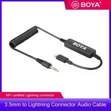 BOYA 35C-L 3.5mm TRS to Lightning for Phone Audio Cable Self-Powered Microphones with Carrying Case for iPhone iPad iOS
