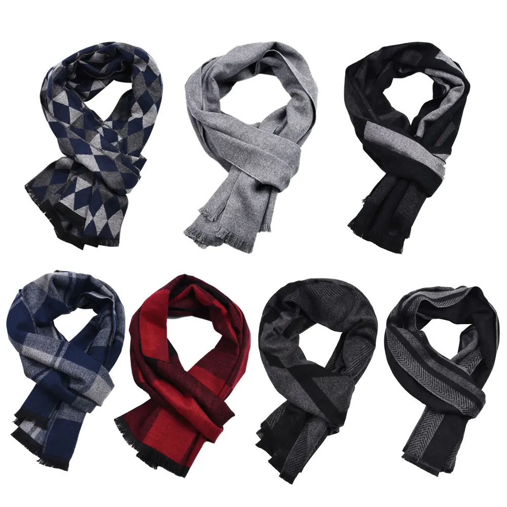 

Thickening Plaid Stripe Soft Men Scarf Cashmere-like Rayon Long Scarves Men Wrap Autumn Winter Pashmina Male Muffler 180*30CM