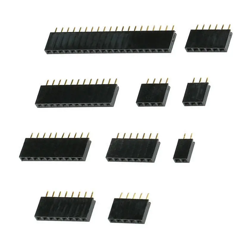 

2.54mm Single Row Female 2~40P PCB socket Board Pin Header Connector Strip Pinheader 2/3/4/6/10/12/14/16/20/40Pin For Arduino 4