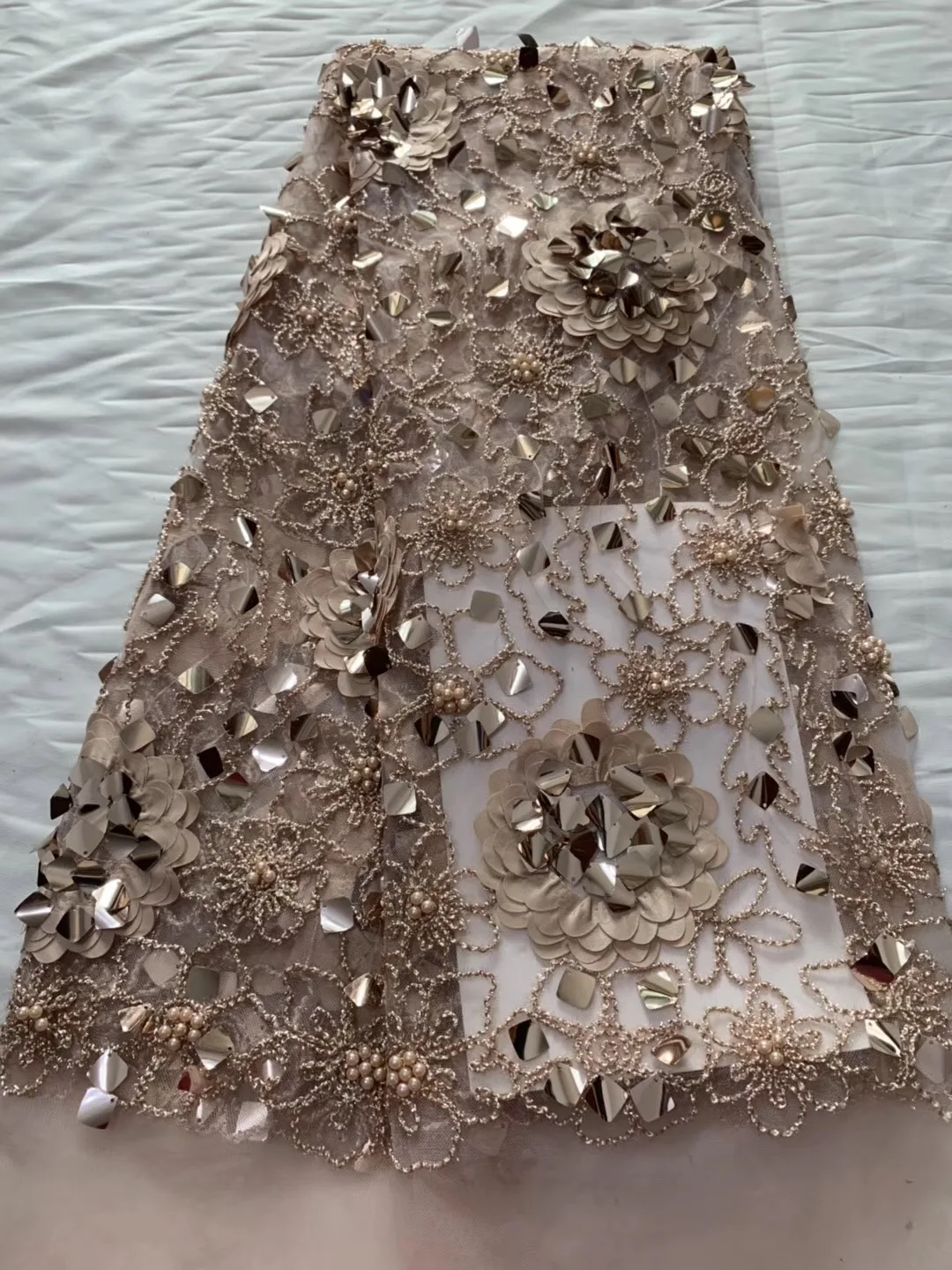 Новое поступление кружевная ткань с бисером и блестками высокое качество