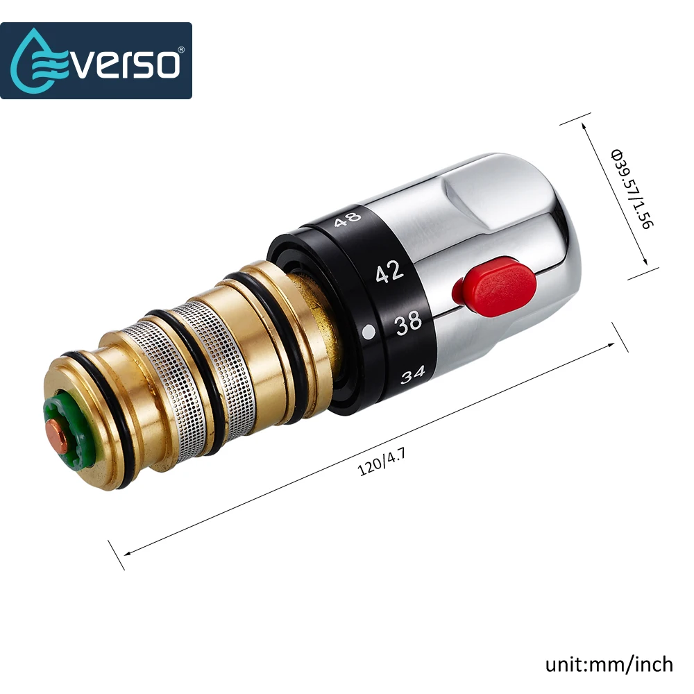 

EVERSO Brass Thermostatic Mixing Valve Temperature Control Ceramic Valve for Solar Water Heater Valve Parts Ceramic Cartridge