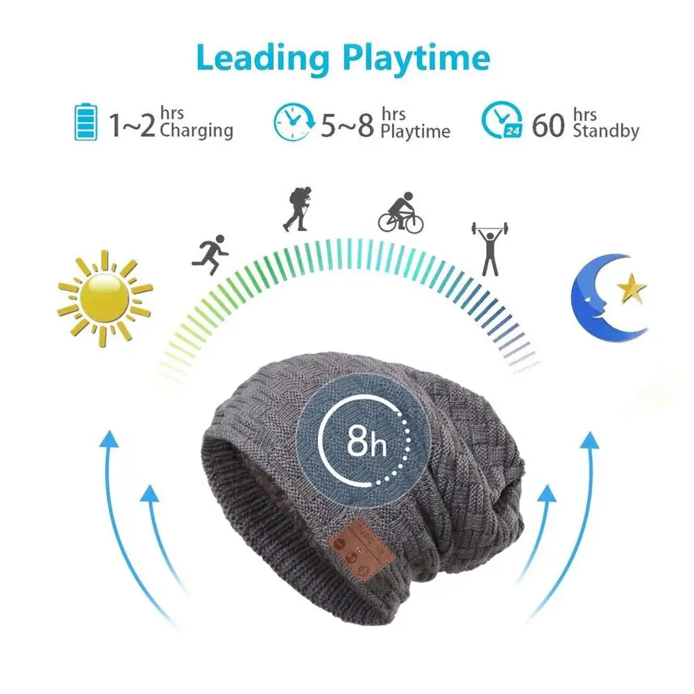 Bluetooth 4 2 музыкальная шапка наушники гарнитура для женщин и мужчин с микрофоном