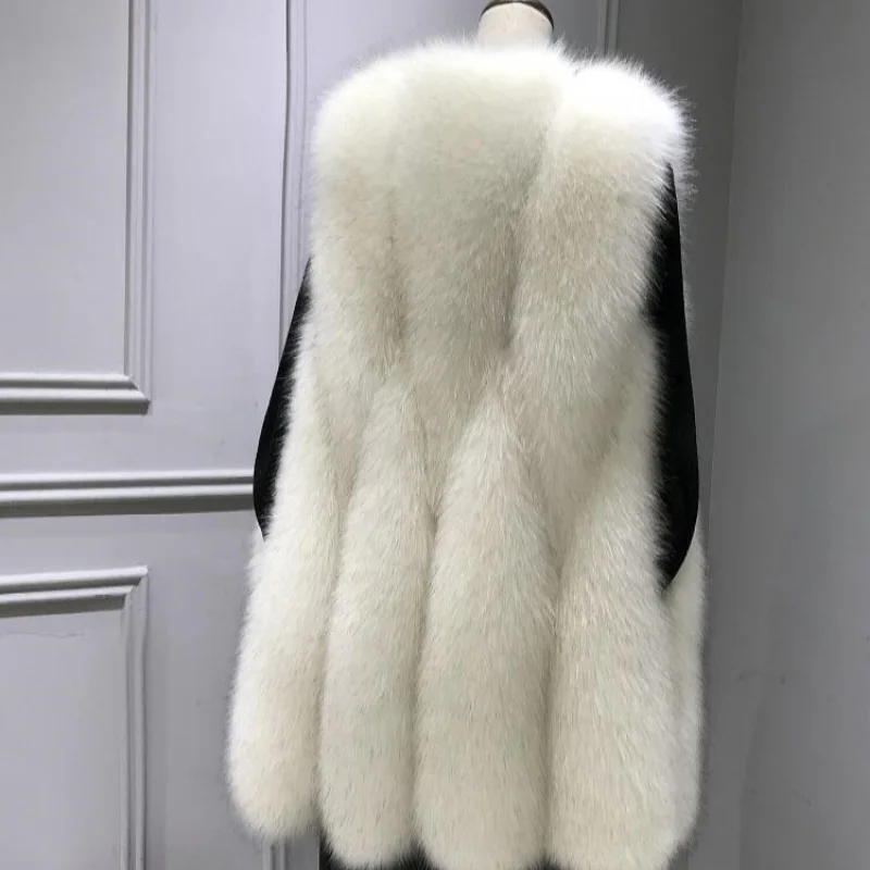 

Новинка Осень-зима 2021 жилет из искусственного лисьего меха женский утягивающий пушистый теплый жилет средней длины в Корейском стиле