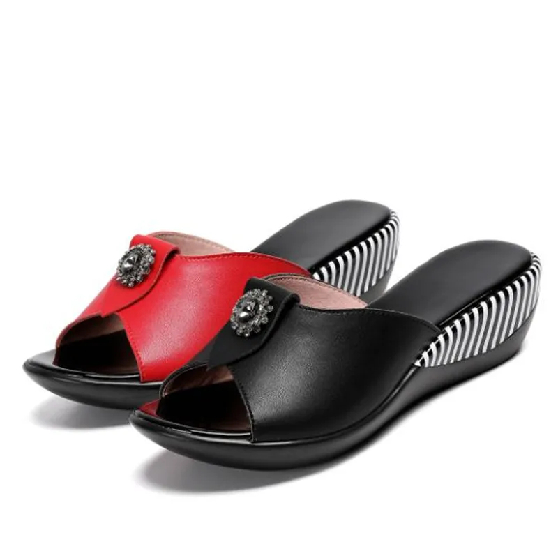 size 35--42 Diamond slippers Genuine Leather Slippers New Fashion Antiskid Summer Womens Rhinestone Sandals | Обувь