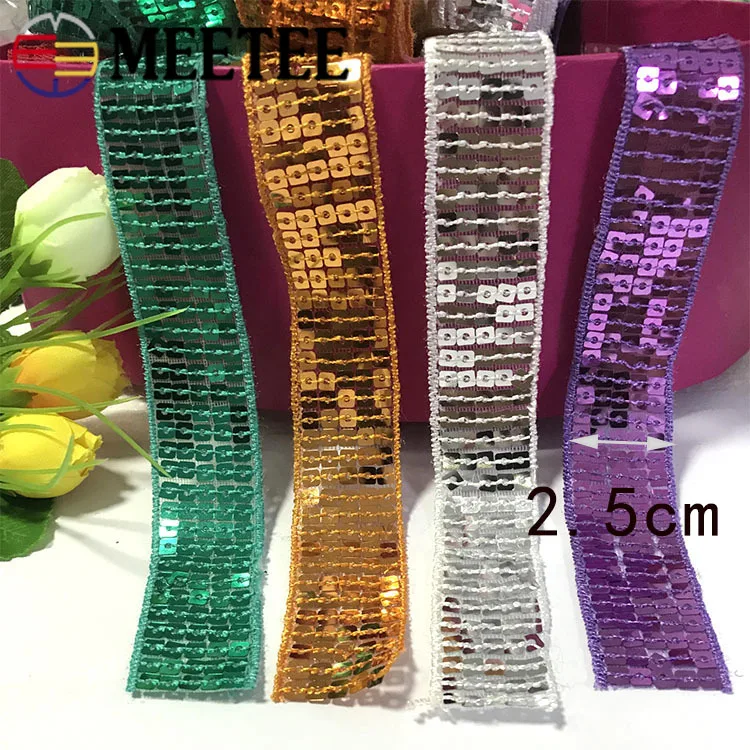 10 ярдов 5 рядов квадратные вышитые кружевные ленты с блестками золотые и