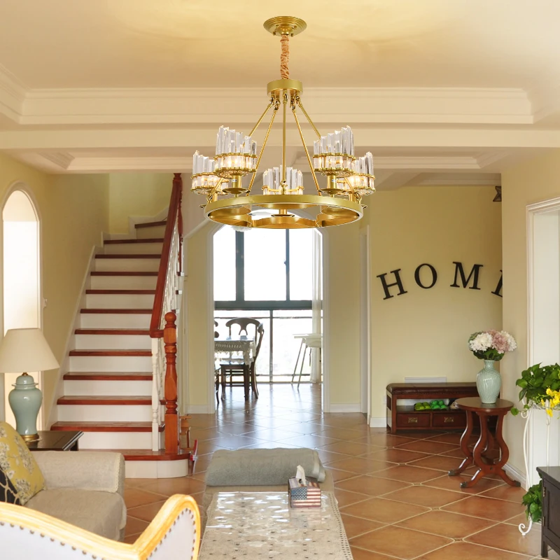 Подвесные светодиодные светильники с кристаллами в скандинавском стиле золотой