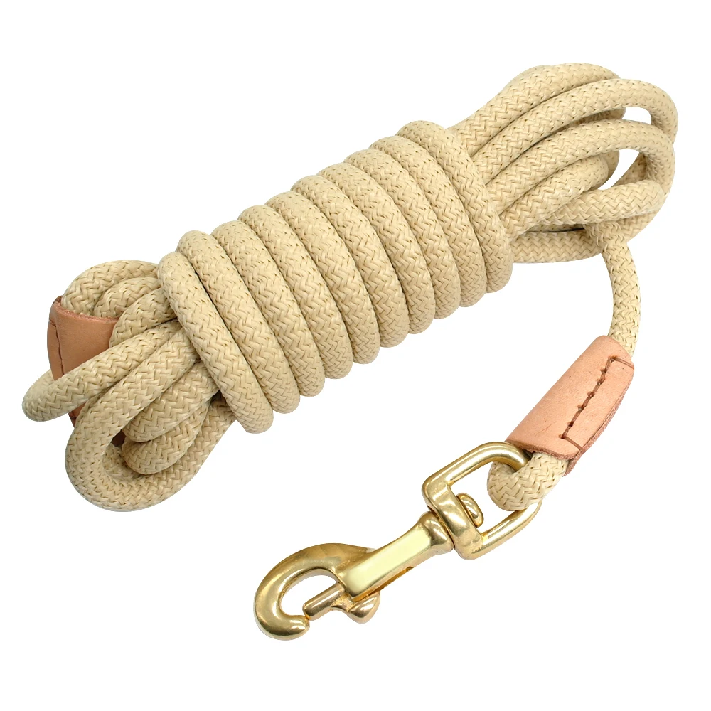 Beige Нейлоновый собачий длинный поводок для домашних животных следящий поводок черный круглый канат для прогулки с собакой тренировочный поводок 3 м/5 м/10 м/20 м для средних больших собак - Цвет: Beige