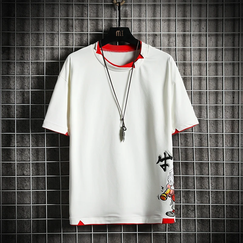 

Fashion Short Sleeves Casual O NECK Casual T-shirt Black White Men's Cotton 2022 Summer Clothes TOP TEES Tshirt OverSize M-5XL