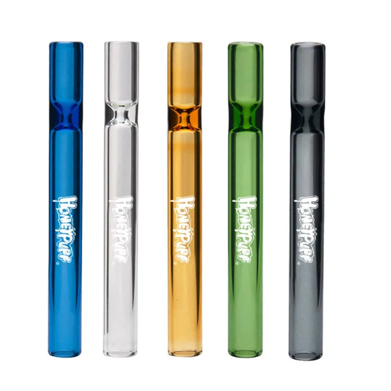 

HONEYTOPPUFF 1 Pcs Steamroller 105mm Pipe Mini Glass Smoking Pipe Clear with Two Glass Feet Glass Tobacco Pipe Free Shiping