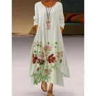 Новинка 2021, повседневные Макси-платья с круглым вырезом и принтом Колибри, в китайском стиле, с чернильным рисунком, продаются как Горячие пирожные, женская одежда