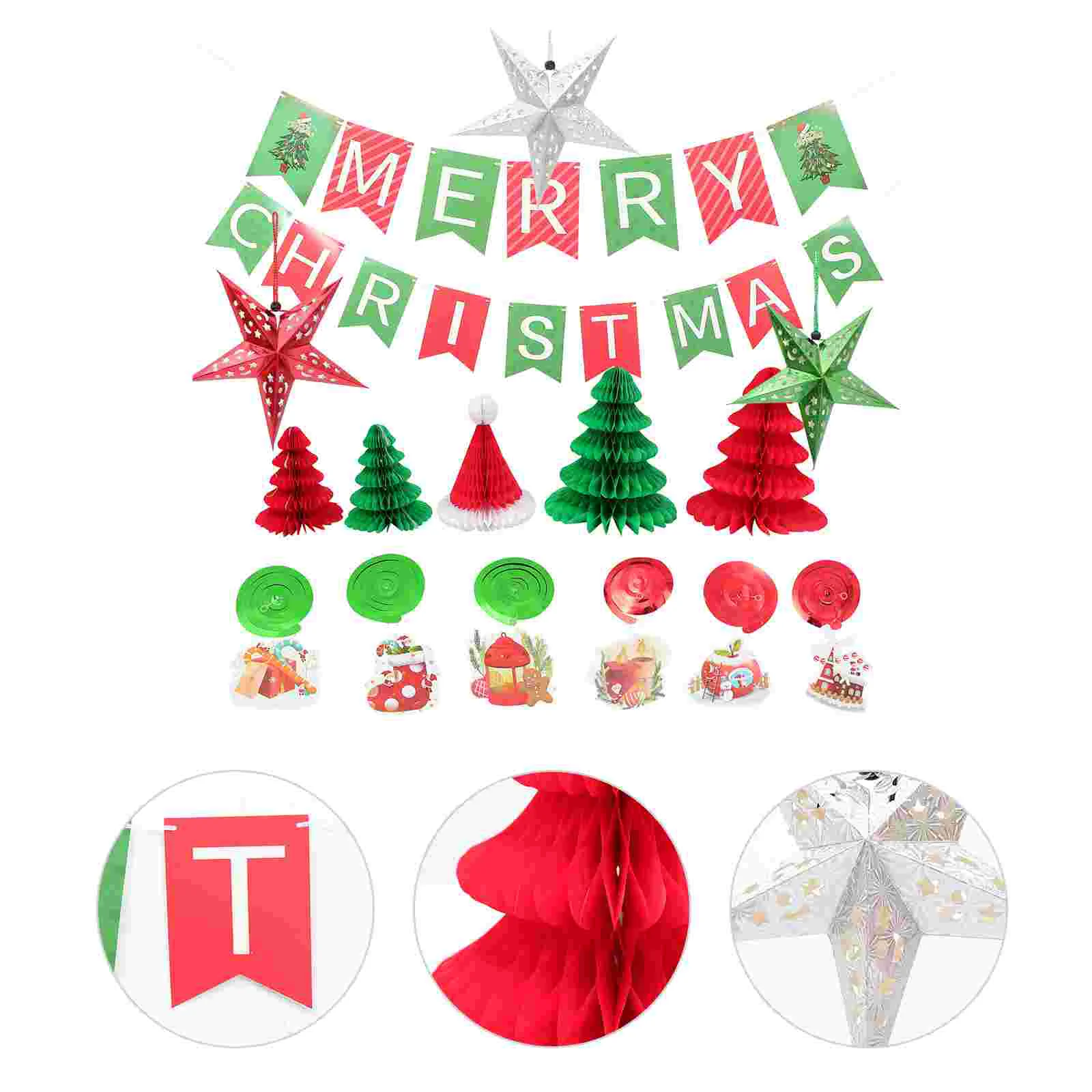 

Рождественский тематический дизайн, декоративный баннер для вечеринки, спиральные бирки, набор украшений для рождественской елки со звезд...