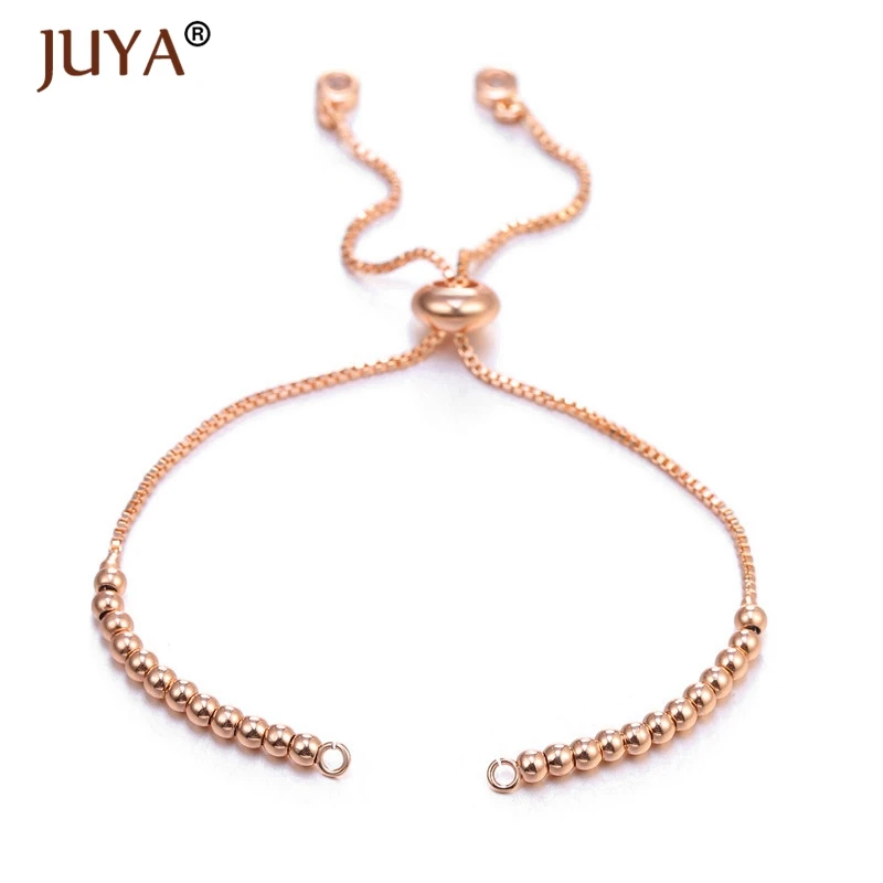 Rose Gold 4 шт. Регулируемый Черный Красный струна из бисера цепи для самостоятельного изготовления ювелирных изделий мужской женский браслет цепи аксессуары компонент - Цвет: Rose Gold