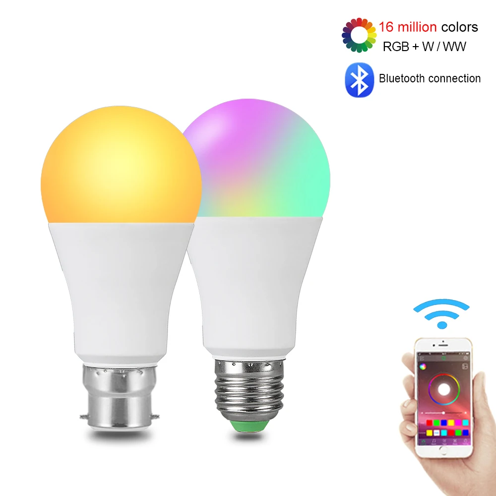 Светодиодная RGB лампа E27 B22 умная музыкальная с дистанционным управлением RGBW