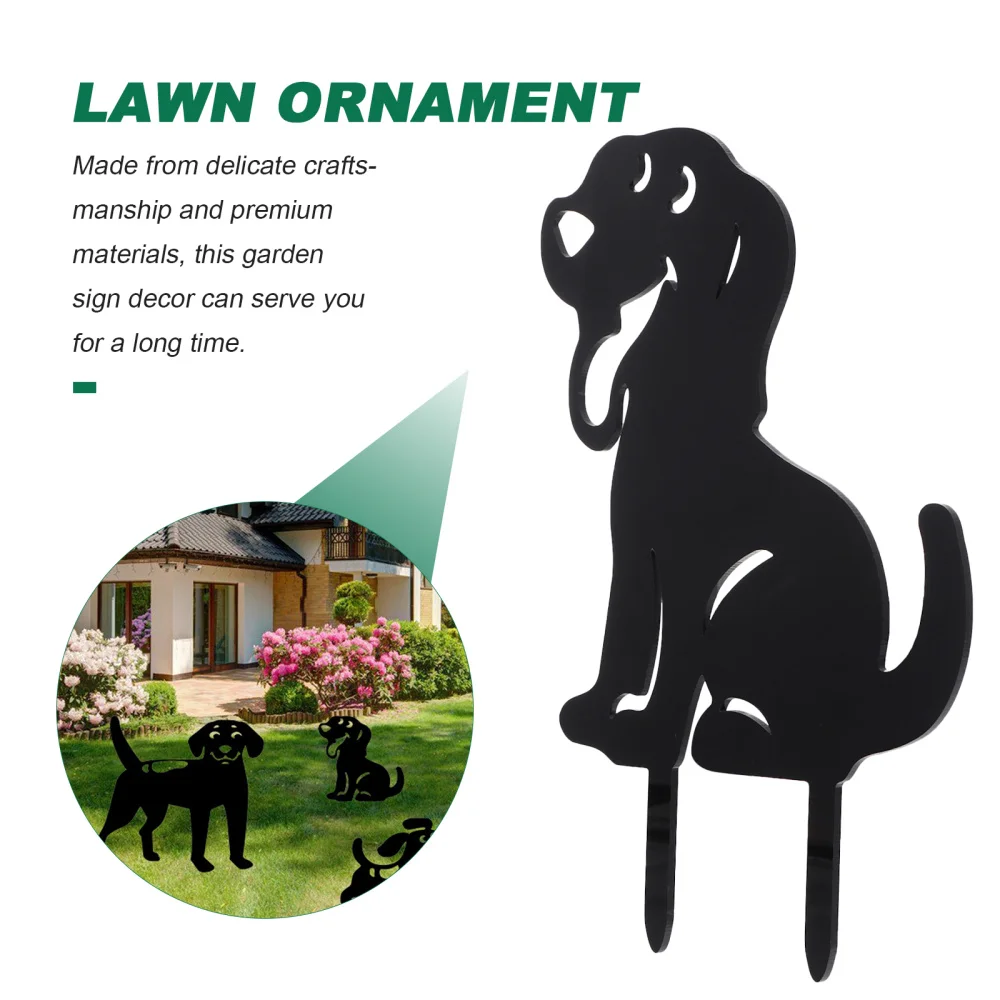 

1Pc Garden Lawn Insert Stake Yard Dog Sign Outdoor Landscape Ornament Black