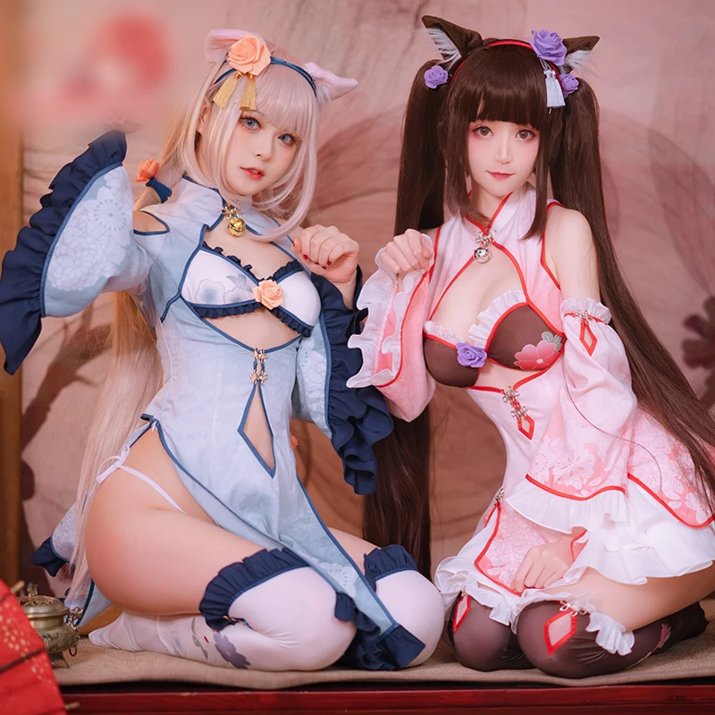 

Anime NEKOPARA Cats Paradise Chocolat Vanilla Cheongsam Sexy Lovely UniformCosplay Costume Women Halloween Free Shipping 2020