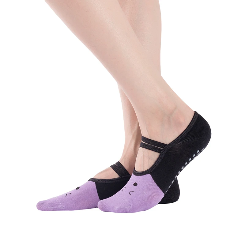 Bandage Yoga Socks for Women Anti-Slip Floor Quick-Dry Backless Pilates Ballet Cat Print Sportswear Accessories | Спорт и