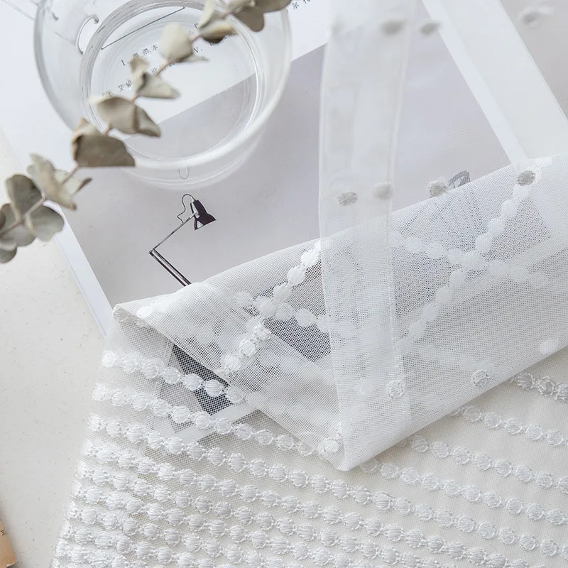 В белый горошек Шторы отвесная ткань для Гостиная вышивка в виде Тюль с