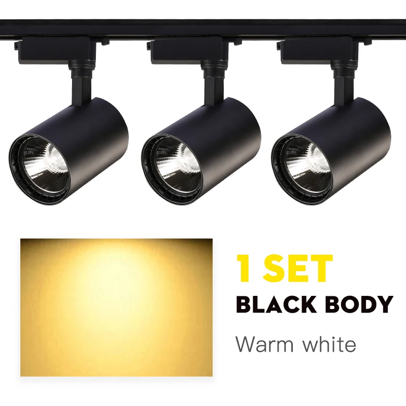 warm white 1 set Трековый светильник 12 Вт 20 Вт 30 Вт 40 Вт COB светодиодный Трековый светильник s светильник Точечный потолочный светильник 220 В Точечный светильник рельсовый светильник для магазина кухонной комнаты - Испускаемый цвет: warm white 1 set