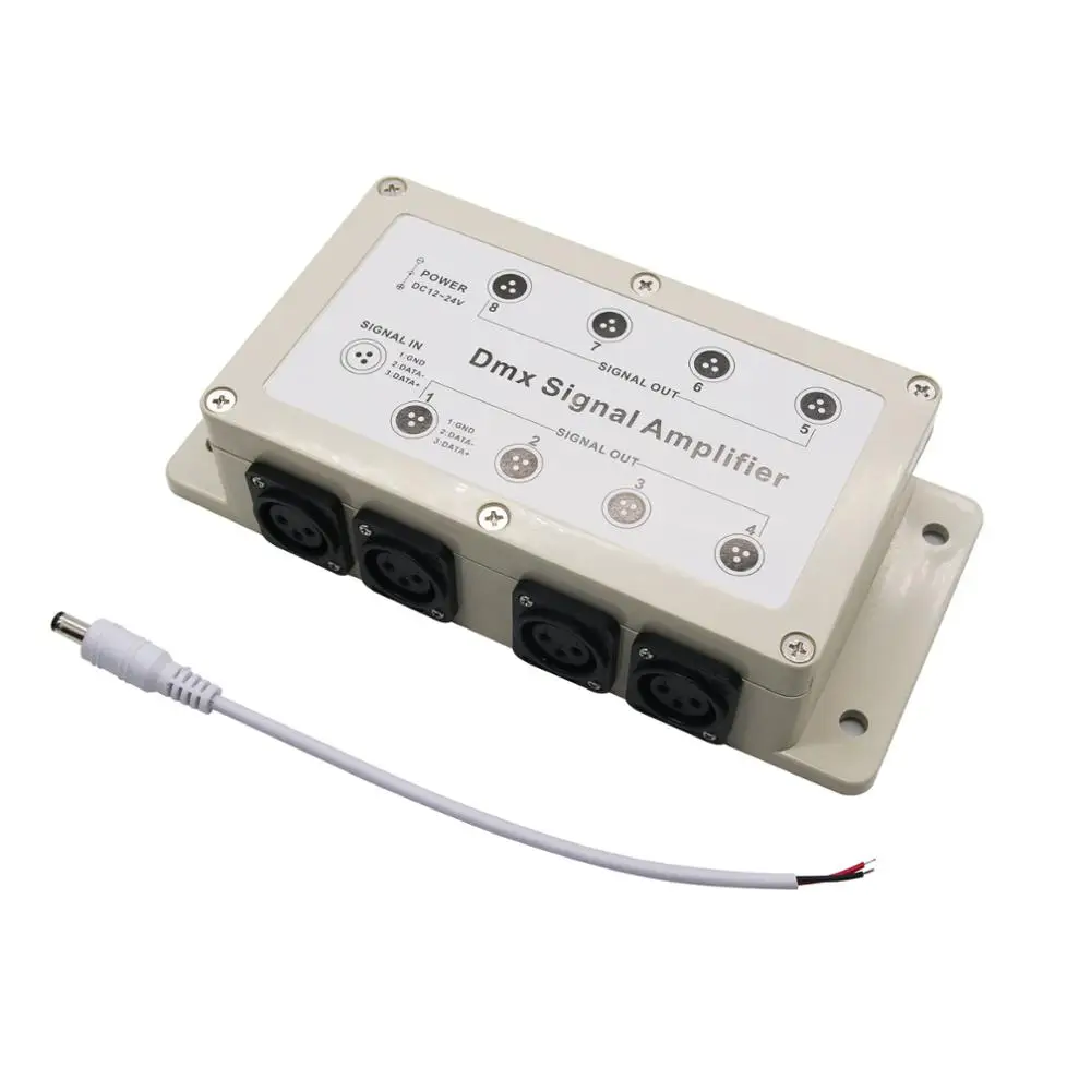 TZT 8-канальный усилитель сигнала DMX 1000V DMX512 Контроллер светильник сцены для
