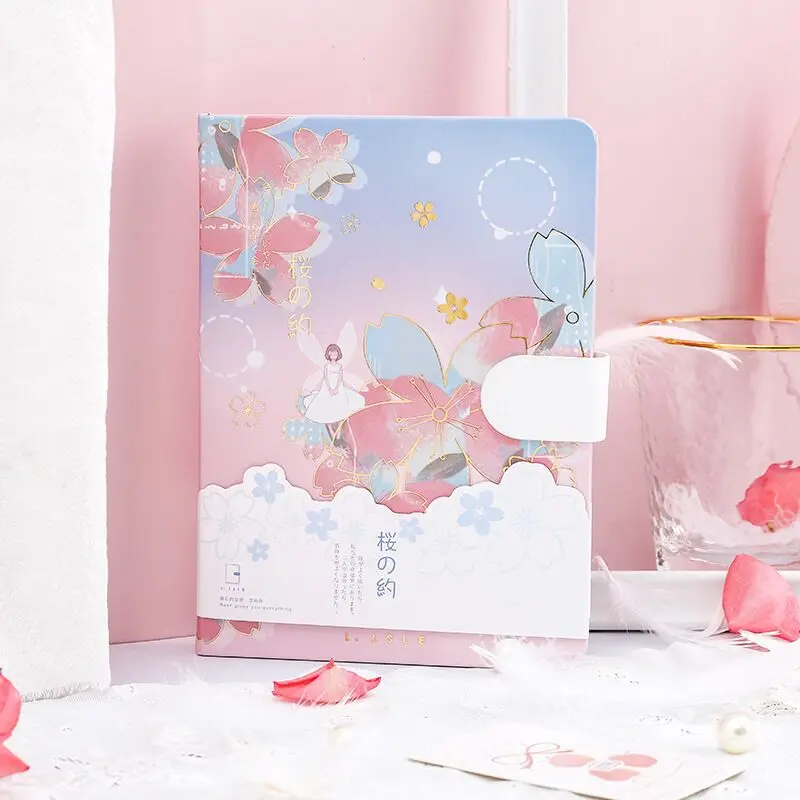 MINKYS 128 листов Sakura Line/Blank/Grid блокнот с магнитной пряжкой журналы ежедневные дневные