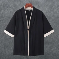 chinese style linen men kimono cardigan traditional yukata japanese samurai clothing casual beach thin asian clothes 3xl 4xl 5xl