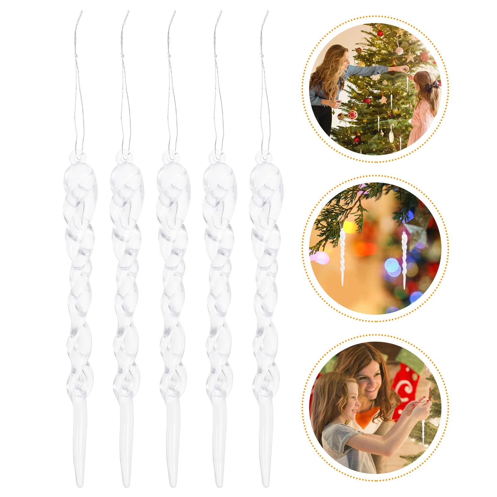 

24pcs Christmas Tree Icicle Decors Christmas Tree Icicle Pendants Fake Icicles