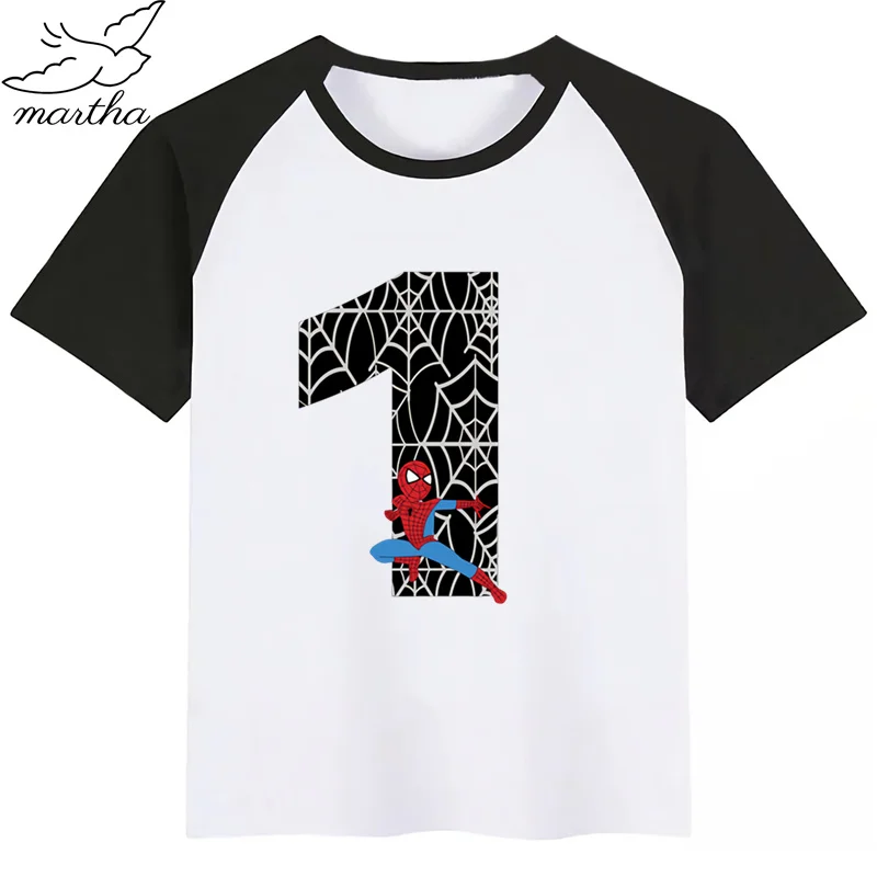 Детская футболка детская с рисунком Человека паука на день рождения принтом в