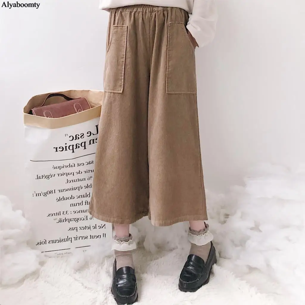 Японский консервативный стиль осенние женские широкие брюки высокая талия