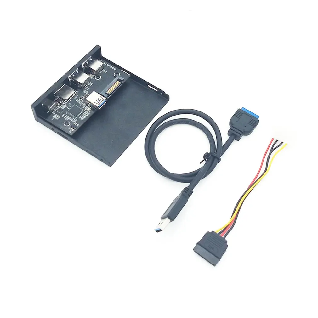 

33S50-RTK 3 in 1 Card Reader USB 3.0 Front Panel Media Type-c Dual USB 3.0 Port Hub Dashboard PC Front Panel with Power Cable -