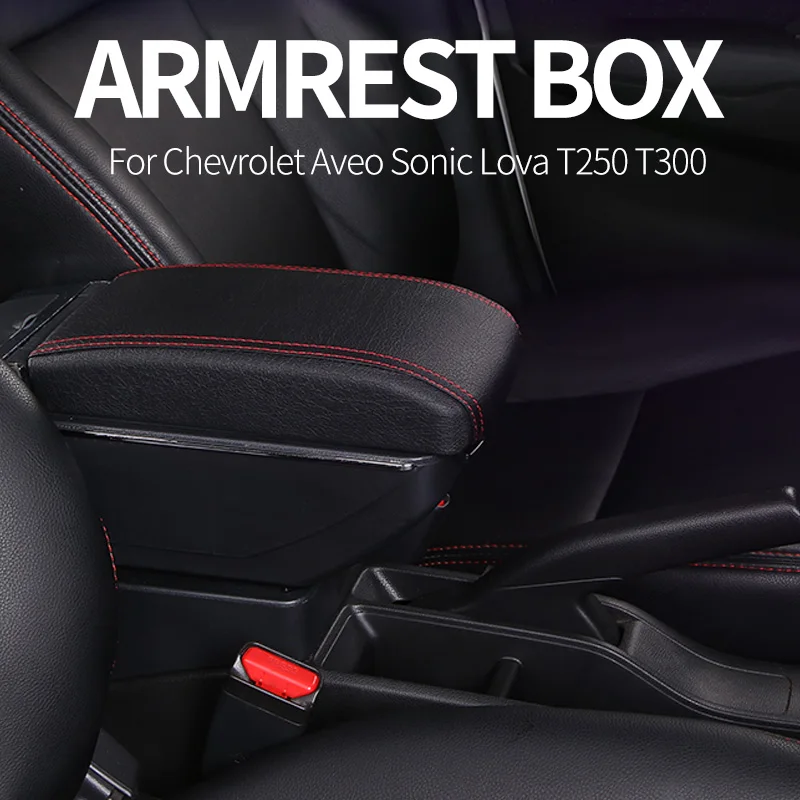 

Armrest box central Store content Storage box cup holder car-styling accessories For Chevrolet Aveo Sonic Lova T250 T300