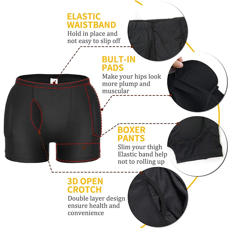 Men Butt Lifter Shapewear Shorts Butt Shaper Boxer Padded Enhancing Underwear Tummy Control Body Shaper Waist Trainer