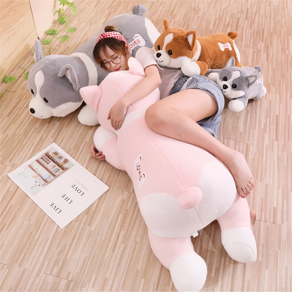 melhor Fancytrader 47 Giant Giant Gigante Corgi Brinquedo De Pelúcia Grande Gordo Shiba Inu Cão Boneca Animal Dormir Travesseiro Para Meninos Meninas Presente 120cm 3 Cores