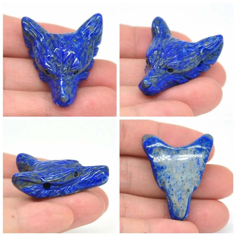 Ручная резьба голова волка драгоценный камень кристалл кулон аксессуары сделай