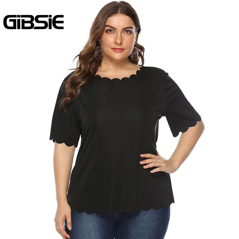 Женская футболка с круглым вырезом GIBSIE повседневная Однотонная коротким рукавом